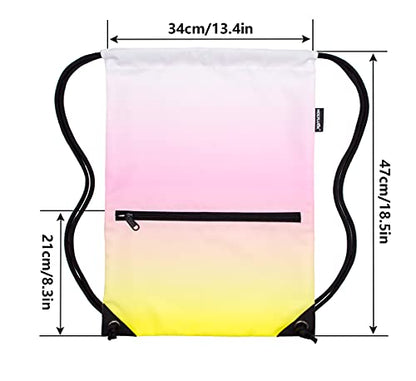 HOLYLUCK Drawstring Backpack Bag Sport Gym Sackpack - color: Gradient Yellow Pink