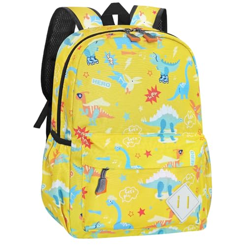 Kids Backpack for Girls Boys - 15 Inch Dinosaur Childrens Backpack Cute School Bag Kindergarten Backpack for Ages 3-8, Yellow - color: Yellow