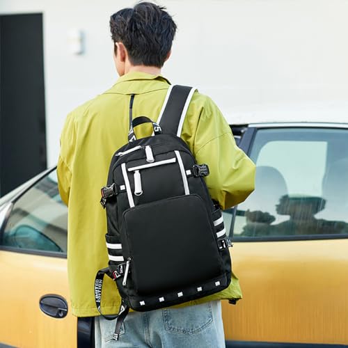 Basketball Player Tatu-m 0 Student Backpack Men's and Women's Laptop Backpack Ultralight Travel Backpack Schoolbag (Black1) - color: Black1