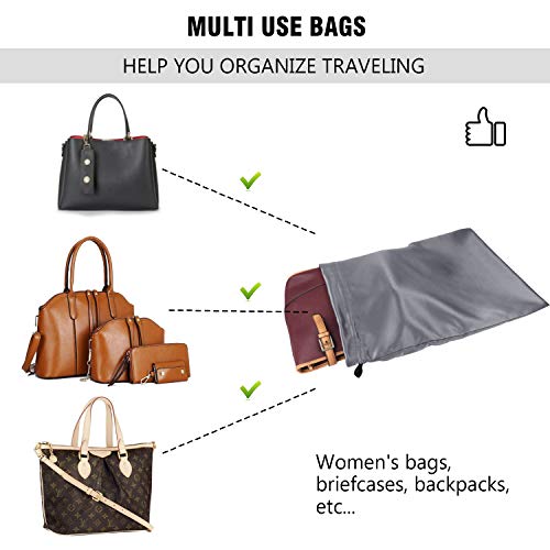 PlasMaller Dust Cover Storage Bags Thick Silk Cloth Pouch with Drawstring For Luxuries Handbags Tote Purses Shoes Boots, Silver (12.6 x 15.7 in) - size: 12.6 x 15.7 in