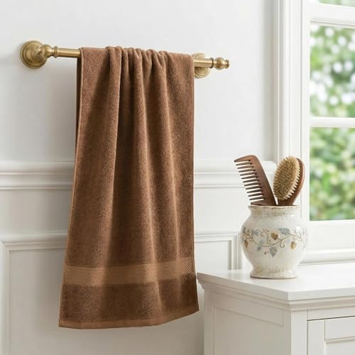 100% Cotton Hand Towel Set of 4, Oversized Ultra Soft Luxury Towels, Thick Plush, Absorbent Heavyweight, Guest Bath, Hotel, Spa, Home Bathroom, Shower,20" x 40" (Brown) - color: Tan