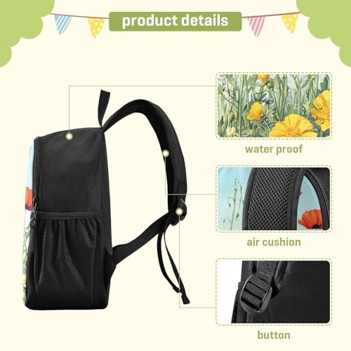 Blueangle Lightweight Waterproof Backpack for Travel & Daily Use, Durable Wildflowers Daypack for Outdoor（370）