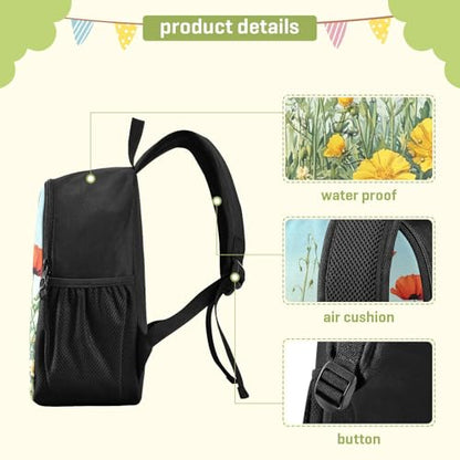 Blueangle Lightweight Waterproof Backpack for Travel & Daily Use, Durable Wildflowers Daypack for Outdoor（370）