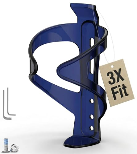 MYFOREST Substantial Weighted Bike Water Bottle Holder Kit, Optimized Size for High-End Metal Bottles Like CamelBak, Universal Fit Too, 3 Adjustable Mounting Positions, with Tools (Translucent Blue) - color: Translucent Blue