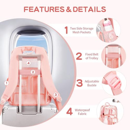Cusangel Heavy Duty Clear Backpack,16.5 x12 x5inch TPU Large Capacity See Through Backpack for Sport Events,Travel (Pink 17.5in) - color: Pink 17.5in