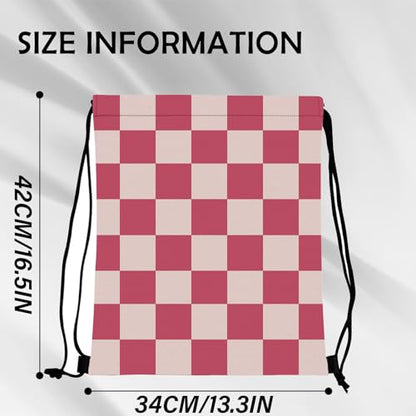 Drawstring Backpack Draw String Bag Sports Gym Bags Waterproof Cute Aesthetic Sackpack for Unisex Women Sports Beach Travel(13"×17")-Checkered - color: Z11-checkered
