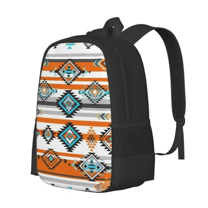 Lightweight Daypack Southwest Native Indian American Tribal Ethnic Aztec Print, Stands Upright, Padded Laptop Sleeve, for Commuters & Travel - color: Design (406)