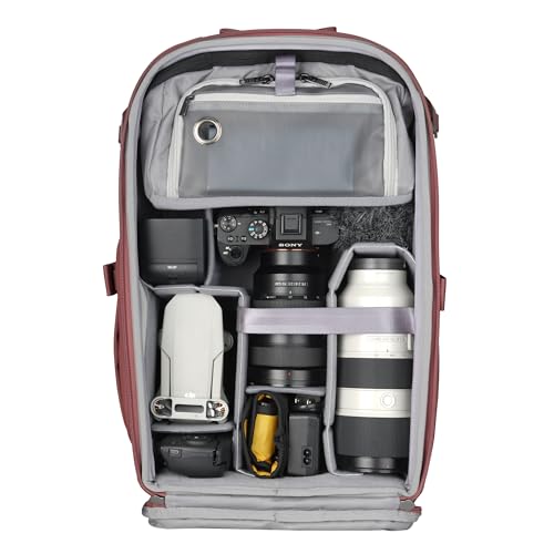 VANGUARD VEO Metro B25L Camera & Everyday Backpack (Magenta) – Fits 70–200mm Attached, 16" Laptop Storage, Convertible Daypack Design, Carry-On Ready - color: Magenta, size: 25L