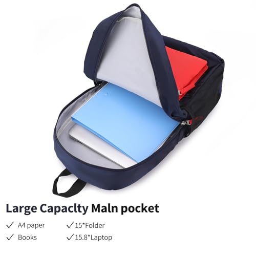 Backpack Set for Girls Boy Kids Backpack with Lunch Box for Elementary Primary Kindergarten School Bag (Navy Red Set, Large) - color: Navy Red