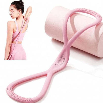 Resistance Bands with Handles,Figure 8 Resistance Band Elastic Fitness Bands Exercise Band for Home Yoga Gym Workout - color: Pink-15LB