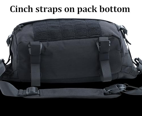 Tactical Sling Backpack Crossbody EDC Pack MOLLE Satchel Bag for Travel, Work, Camping and Hiking 8Liter - color: Black