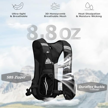Azarxis Running Water Bottles Flask BPA Free Leakproof Hydration Vest Packs Waist Belt Replacement for Triathlon Marathon Hiking Cycling Climbing Runner - color: #5 Rose Red (5.5L) with a 1.5L Water Bladder