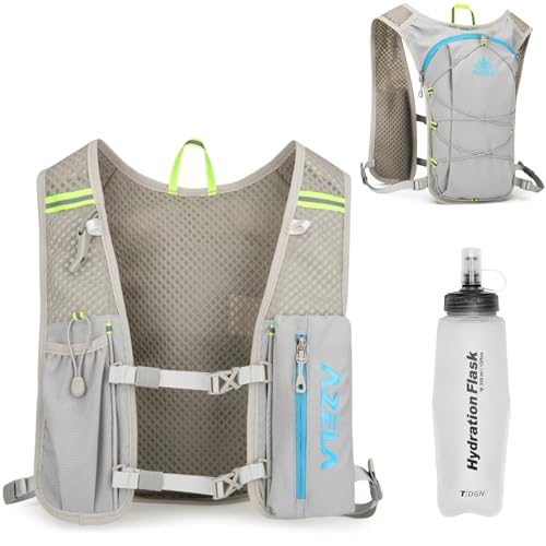 Azarxis Running Water Bottles Flask BPA Free Leakproof Hydration Vest Packs Waist Belt Replacement for Triathlon Marathon Hiking Cycling Climbing Runner - color: #2 Grey (7L) + 350ml White Water Bottle
