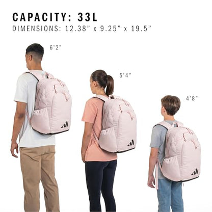adidas Defender 5 Backpack for Sports, Gym, School and Travel, 33L, Sandy Pink/Black/Grey Two, OSFA - color: Sandy Pink/Black/Grey Two