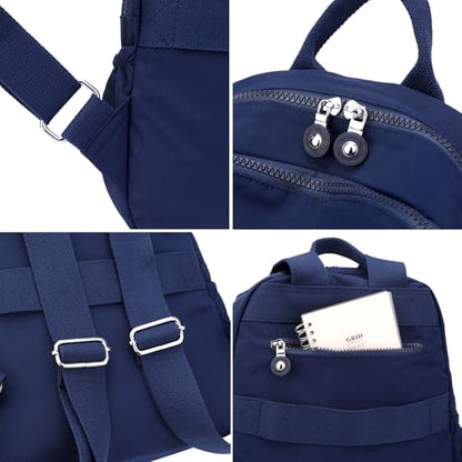 Tanweibago Mini Nylon Women Backpacks,11L Small Ladies backpacks Casual Lightweight Women Shopping Travel Daypack (Dark Blue) - color: Dark Blue