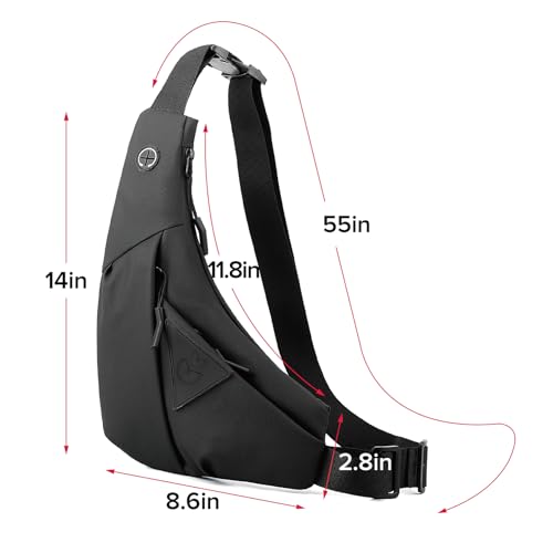 Small Sling Shoulder Crossbody Bag Men Women, Lightweight Anti-theft One Strap Casual Chest Bag Slim Backpack for Outdoor Walking Trip Hiking Biking Black - color: Black