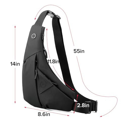Small Sling Shoulder Crossbody Bag Men Women, Lightweight Anti-theft One Strap Casual Chest Bag Slim Backpack for Outdoor Walking Trip Hiking Biking Black - color: Black