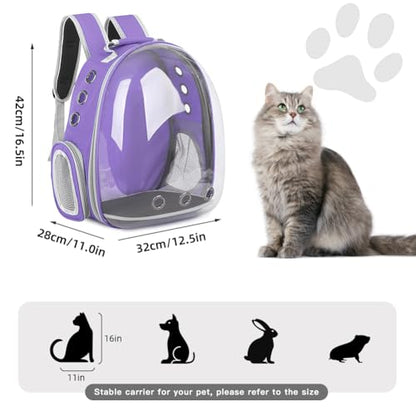 Pet Backpack Carrier,Bubble Backpack Cat Carrier,Pets and Small Dogs,Space Capsule Pet Carrier for Traveling, Walking, Hiking and Outdoor Activities (Purple) - color: Purple