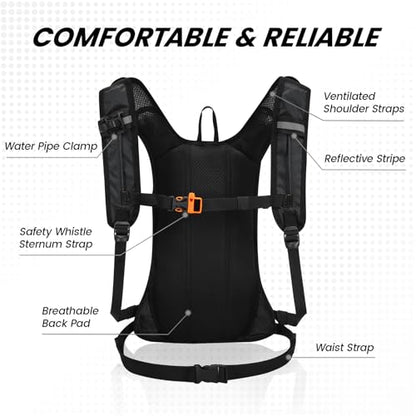Nepest Hydration Pack Backpack for Women & Men, Lightweight Water Backpack with 2L Water Bladder for Hiking Cycling Running Biking - color: Black