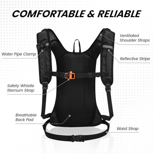 Nepest Hydration Pack Backpack for Women & Men, Lightweight Water Backpack with 2L Water Bladder for Hiking Cycling Running Biking - color: Black