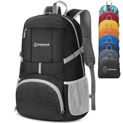 ZOMAKE Lightweight Packable Backpack 35L, Water Resistant Foldable Day Pack - color: A-black 1