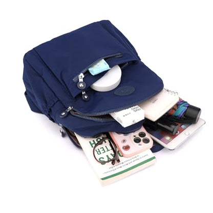 Tanweibago Mini Nylon Women Backpacks,11L Small Ladies backpacks Casual Lightweight Women Shopping Travel Daypack (Dark Blue) - color: Dark Blue