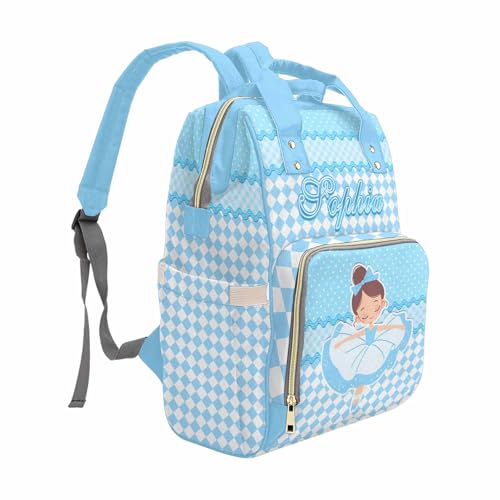 Newcos Customized Diaper Bags with Name, Personalized Mommy Backpack Tote Bags with Water Bottle for Newborn Baby, Custom Nursing Bag for New Mom Wife Mothers Day Travel Blue - color: Patten 19