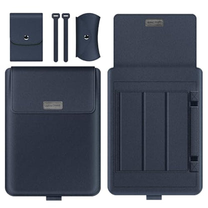Laptop Sleeve 11-12" Case with Stand Compatible with Microsoft Surface Laptop 5/4/3/2 13.5", MacBook Air/Pro 13.3", PU Leather Sleeve for 15-16" Laptop Computers - Dark Blue - color: Dark Blue, size: 11-12 Inch