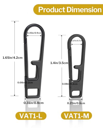 VIPERADE VAT1 Heavy Duty Titanium Zipper Pulls Replacement, Universal Zipper Pull Tab Repair Kit for Jackets, Coats, Suitcases, Luggage, Backpacks, Handbags and EDC Pouches - color: 2 Black, size: 1.65" × 0.35"