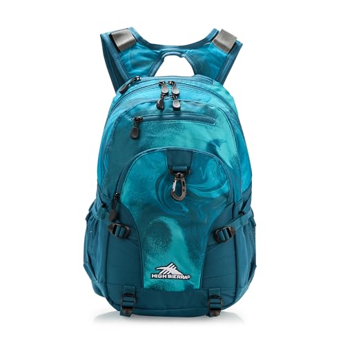 High Sierra Loop Backpack, Travel, or Work Bookbag with tablet sleeve, One Size, TEAL MARBLE SWIRL - color: Teal Marble Swi