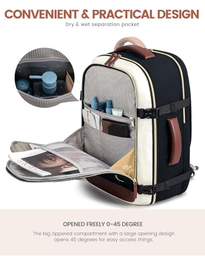 LOVEVOOK Carry On Backpack, 50L Large Travel Backpack For Airplanes, TSA Personal Item Travel Bag, Waterproof Daypack Fits 18 Inch Laptop, Business Weekender Overnight with 3 Packing Cubes, Black Grey - color: Black-grey, size: 50l-18 Inch-4pcs Standard