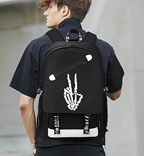 MCWTH School Backpacks for Teen Boys, Luminous School Bag Bookbags for Kids (Skeleton Finger) - color: Skeleton Finger