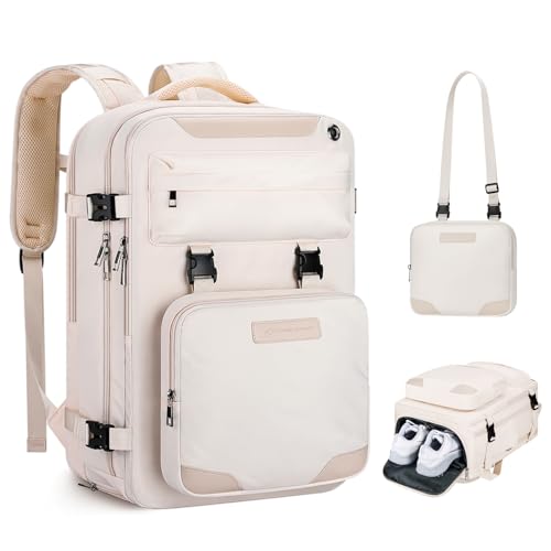 Maelstrom Travel Backpack for Men Women, 17.3" Laptop with Shoe Compartment (Beige, Large-Upgrade) - color: Beige, size: A.17.3 inch-Upgrade