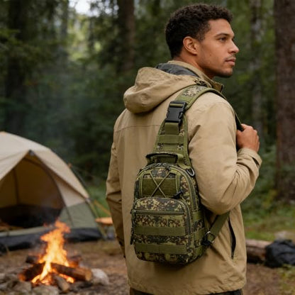 Viriber Tactical Backpack, Waterproof Military Cross-body Molle Sling Shoulder Backpack Chest Bag for Outdoor Every Day Carry Khaki Green ACU - color: Green Acu