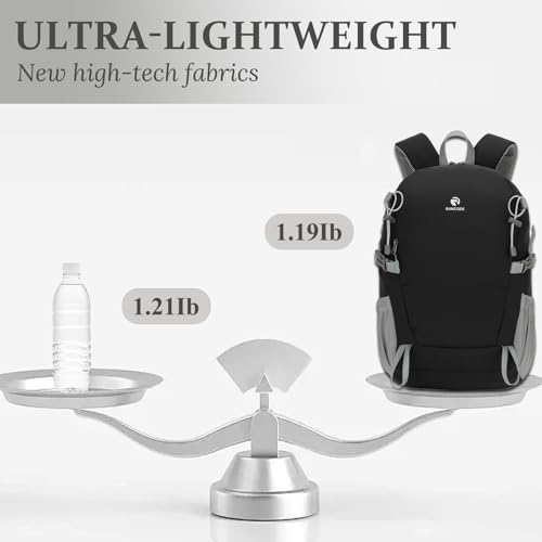 Hiking Backpack for Men Women, 25L Lightweight Travel Backpack Camping Daypack for Outdoors - color: Black