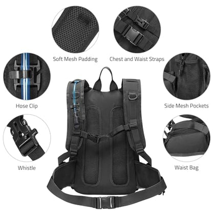 CVLIFE Tactical Hydration Pack 3L - Lightweight Water Bag With Bladder for Men Women, Heavy Duty Molle Backpack for Hiking, Cycling, Running, Hunting