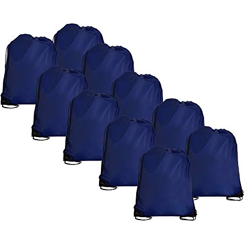 Threadart Blue Drawstring Backpack - Pack of 10 Cinch Sack 15x18.5 | Pack of 10 Blue drawstring cinch backpacks, 15"x18.5"; for gym, sports, travel, school & DIY decorating - color: Blue