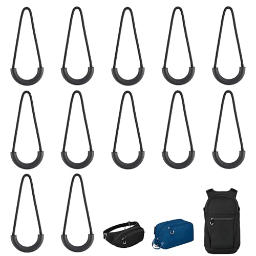 12PCS Zipper Pulls Compatible with Osprey,Nylon U-Shape Zipper Pulls, Heavy Duty Replacement for Backpack, Pouch, Luggage, Removable Cord Extension