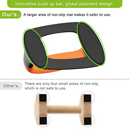 Kipika Push Up Bars, Pushup Stands With Thickened Soft Plastic Handle, Stable and Non-Slip Base, Pushup Handles Perfect for Floor Strength Training - color: A: Black & Orange