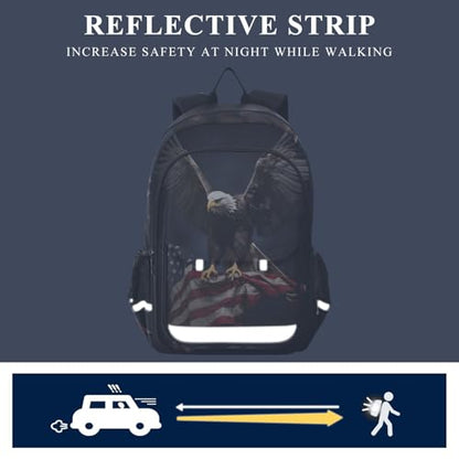 ALAZA Usa American Flag Bald Eagle Us Laptop Backpack Purse for Women Men Travel Bag Casual Daypack with Compartment & Multiple Pockets - color: Usa Flag