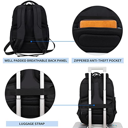 KROSER Travel Laptop Backpack 17 Inch Large Computer Backpack Black - color: Quilted Black