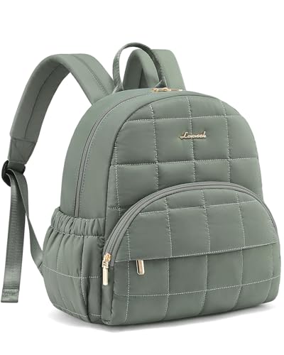LOVEVOOK Small Backpack Purse for Women, Mini Puffer Backpack with Anti-theft Pocket, Lightweight Quilted Casual Daypack for Daily Work & Travel - color: Green, size: Medium