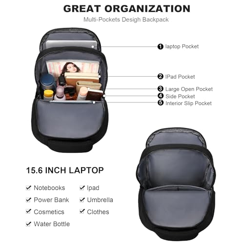 GAEKEAO Everyday Backpack for Women Men, Lightweight Casual Bookbag Travel Backpack for Work College Commute Black - color: C01 Black