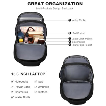 GAEKEAO Everyday Backpack for Women Men, Lightweight Casual Bookbag Travel Backpack for Work College Commute Black - color: C01 Black
