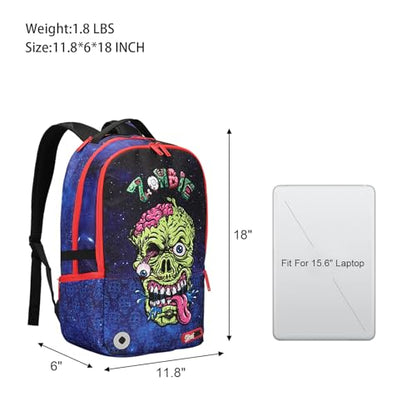 Graffiti Backpack for School, 20L Casual Daypack, Designer Laptop Backpack for 15.6 Inch Laptop - color: Skull Pattern