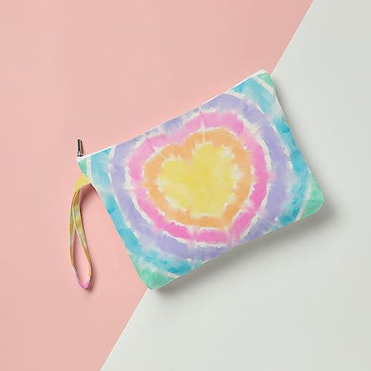 Fokongna Wet Bag Travel Makeup Bag for Swimsuit Beach Pool Diapers Dirty Yoga Gym Clothes Zipper Pouch for Women Sister Friends Ocean Sea Shells Beach Starfish - color: Heart-shaped rainbow