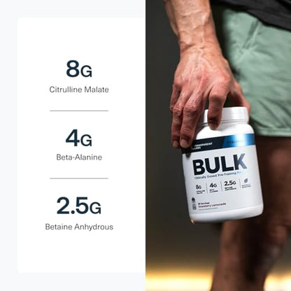 Transparent Labs Bulk Pre Workout Powder - Naturally Sweetened Preworkout for Men & Women, Pre Work Out for Muscle Building & Strength w/Beta Alanine & BetaPure - 30 Servings, Strawberry Lemonade
