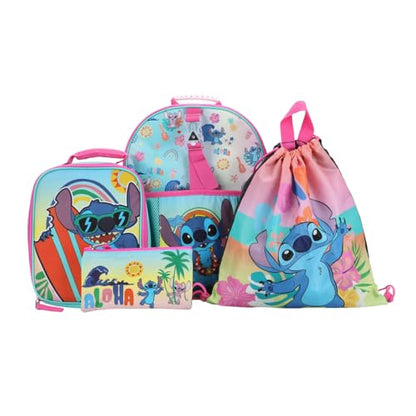 Disney Lilo & Stitch 5-Piece Backpack & Lunchbox Set - color: 5-pc Lilo & Stitch Sky Blue, size: 16 Inches
