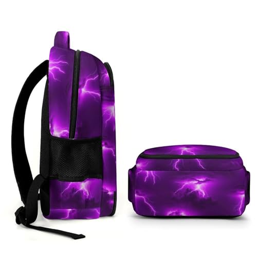 Laptop Backpack Purple Lightning, Work Backpack with Breathable Shoulder Straps for Office Commute - color: Pattern (264)