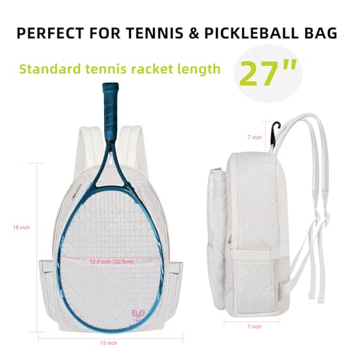 YEEGO DIRECT Tennis Bags for Women, Tennis Backpack Pickleball Racket Bags,Water-Resistant Sling Tote Padel Bag for Pickleball Tennis Badminton, Cute Gifts for Women Girl, Duffle Bag Gym Travel - color: White